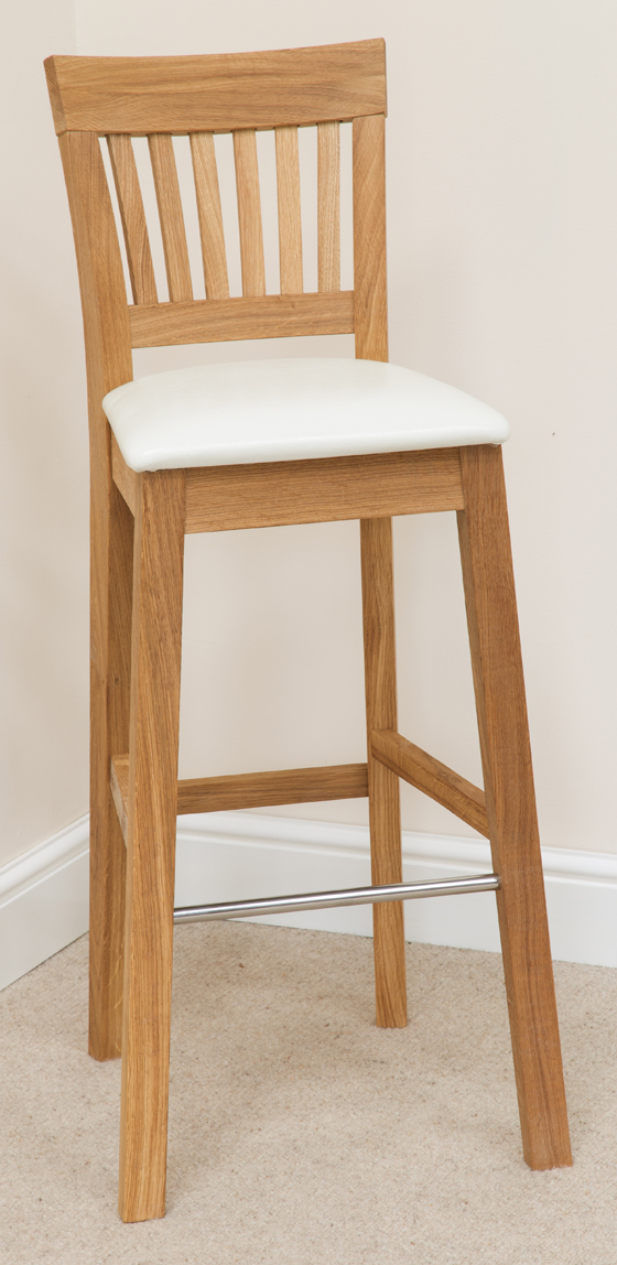 Bar Stool 183, Oak, Cream Leather - bar stools, bar stool, wooden